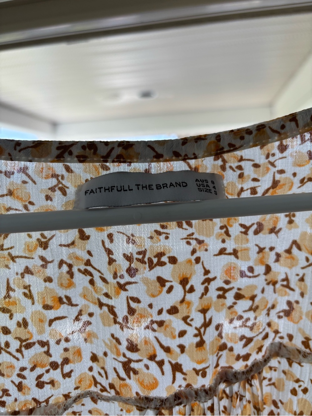 Faithfull the Brand White Floral Print Midi Dress with Mustard Accents - Picture 4 of 4